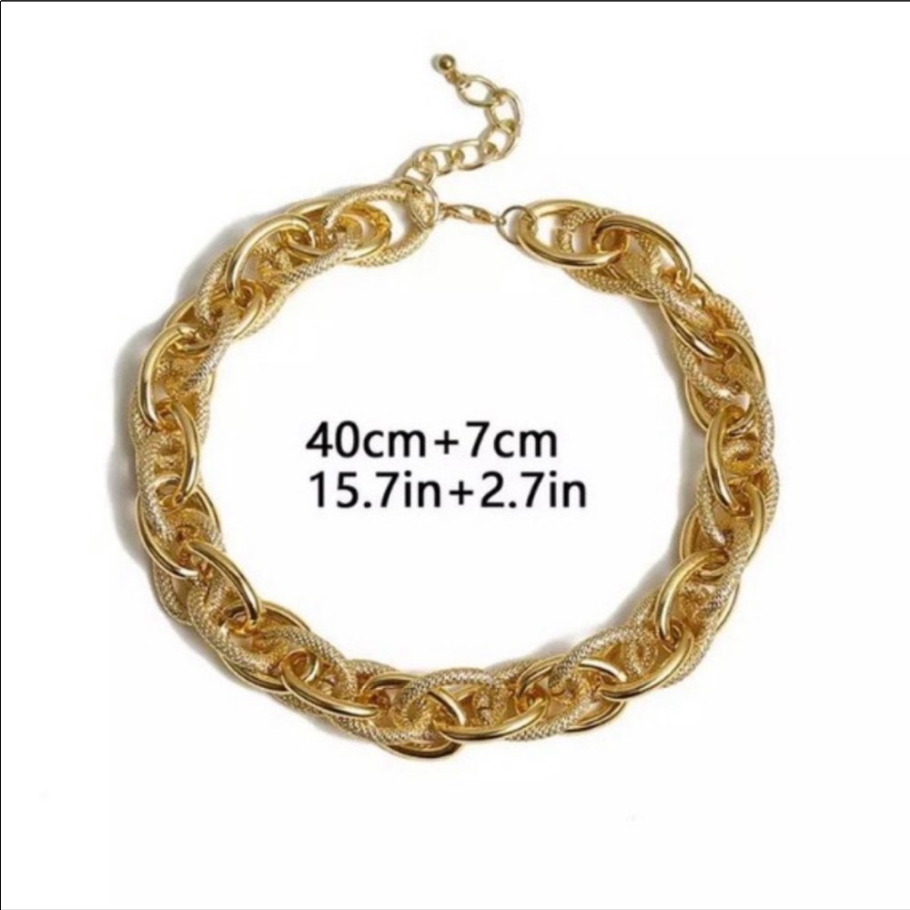 New 18k Gold Choker Cuban Chunky Chain Necklace - Picture 4 of 8